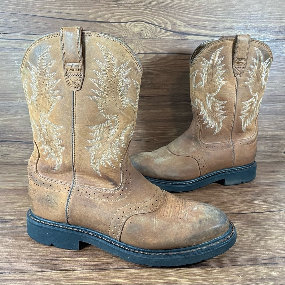 Ariat Sierra Saddle Brown Leather Pull-On Cowboy Boots Men’s Size 10.5 Shoes